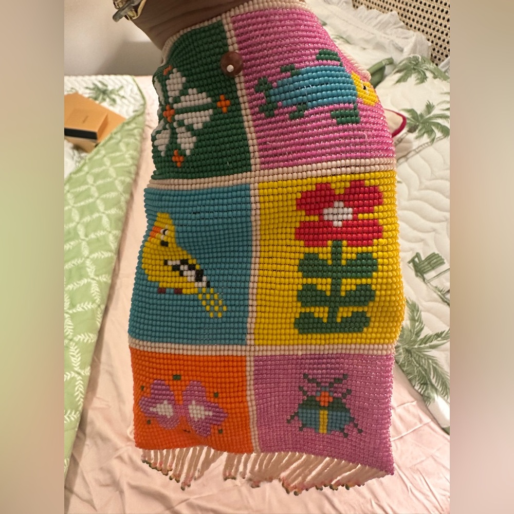 Handmade Beaded Multicolor Crossbody Bag with Fringe - Picture 4 of 4